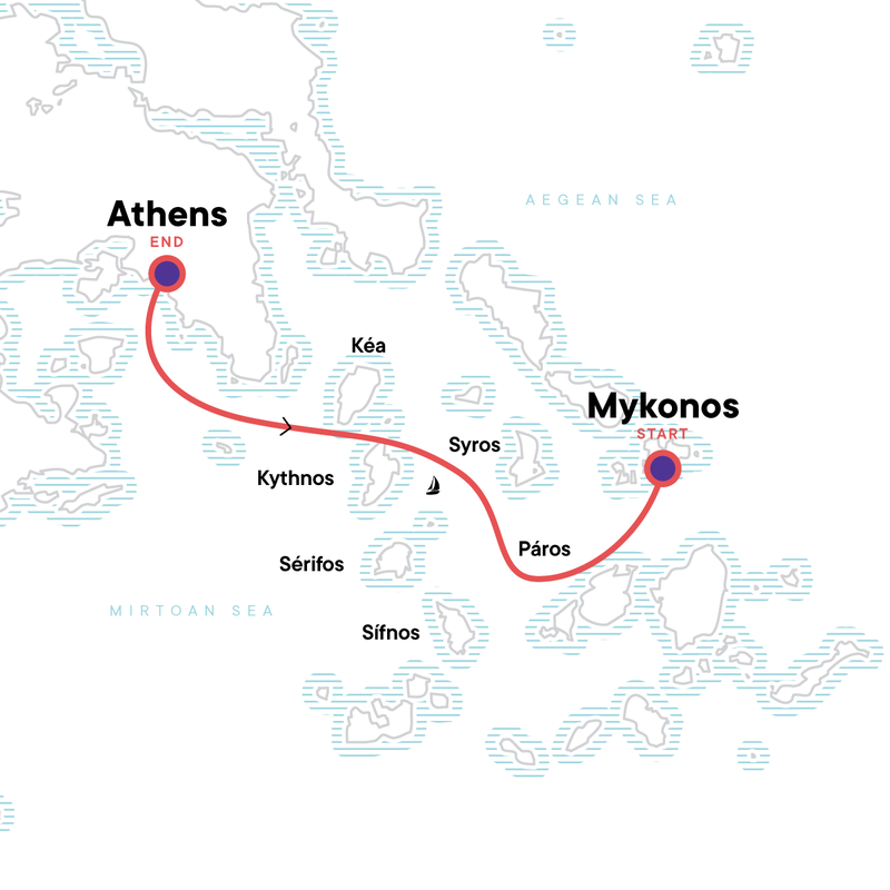 Tour Segeln in Griechenland – Von Mykonos nach Athen